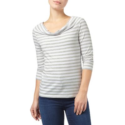 Phase Eight Grey Marl and Ivory stella stripe top